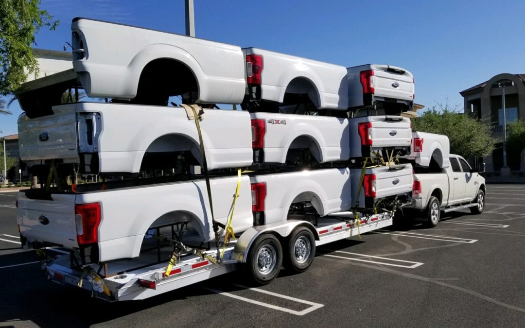 Trailer load full of truck boxes